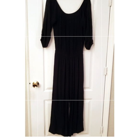 Elan black off the shoulder long sleeve  rayon jumpsuit coverup Pantsuit… - Picture 8 of 8